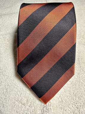 Boardroom Striped Tie in Orange & Black New